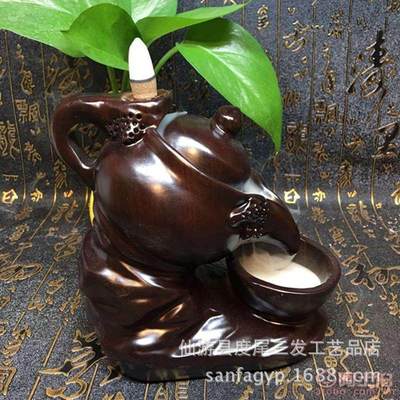 三發(fā)工藝黑檀木質(zhì)茶壺倒流香爐 廠家直銷的禪意之選